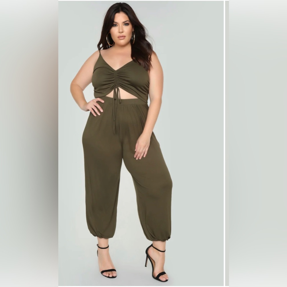 Olive and Army Green Cutout Romper